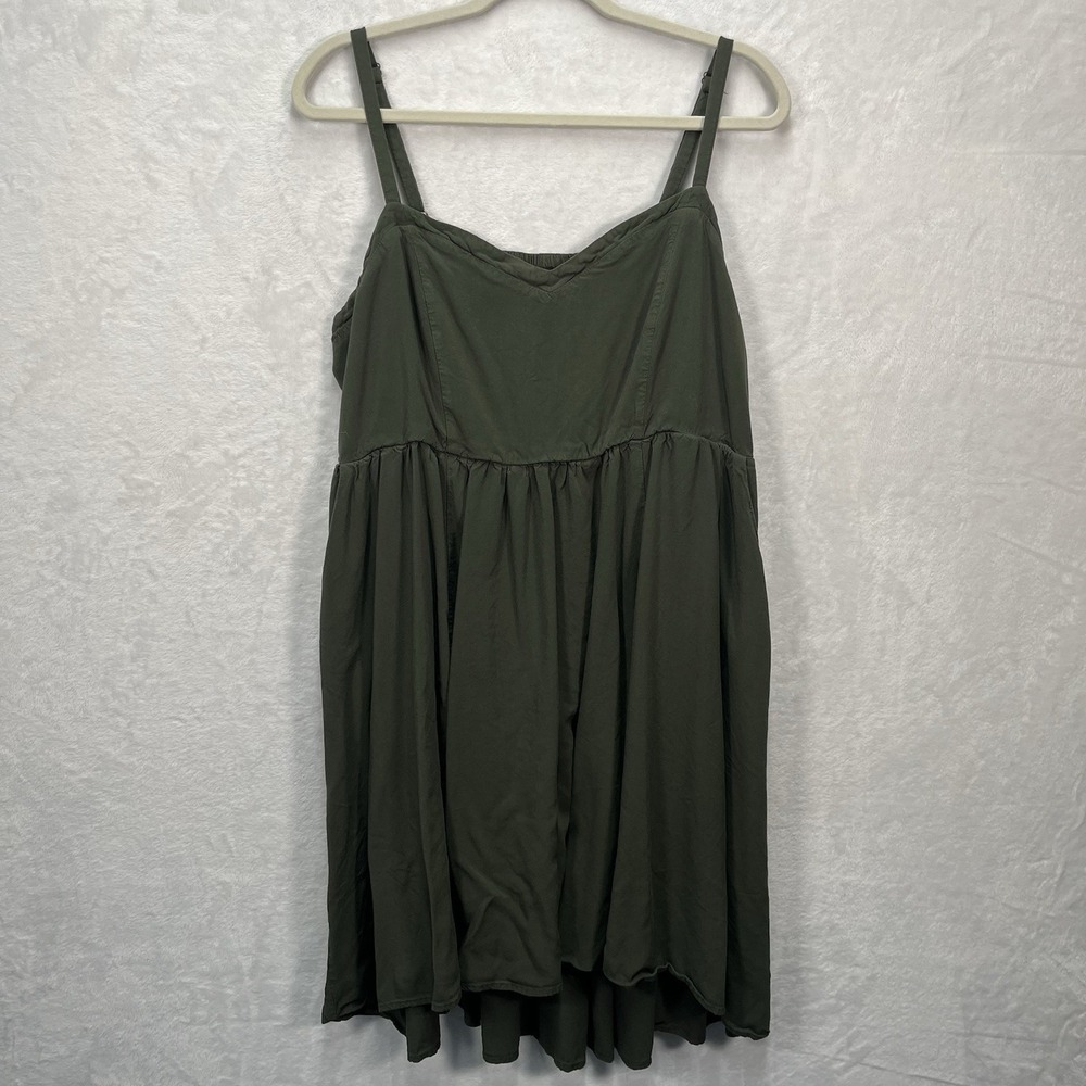 Torrid Babydoll Mini Dress Womens Plus 2 Olive Green Adjustable Strap Summer